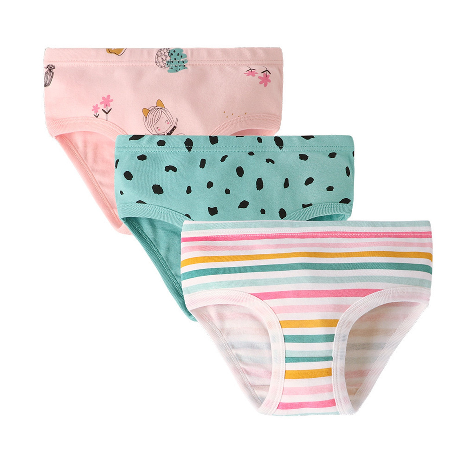 Toddler Girls' Underwear 3PCS Girls' Cotton Breathable and Comfortable Children's Cute Printed Underwear Underwear New Pinky 1 Years